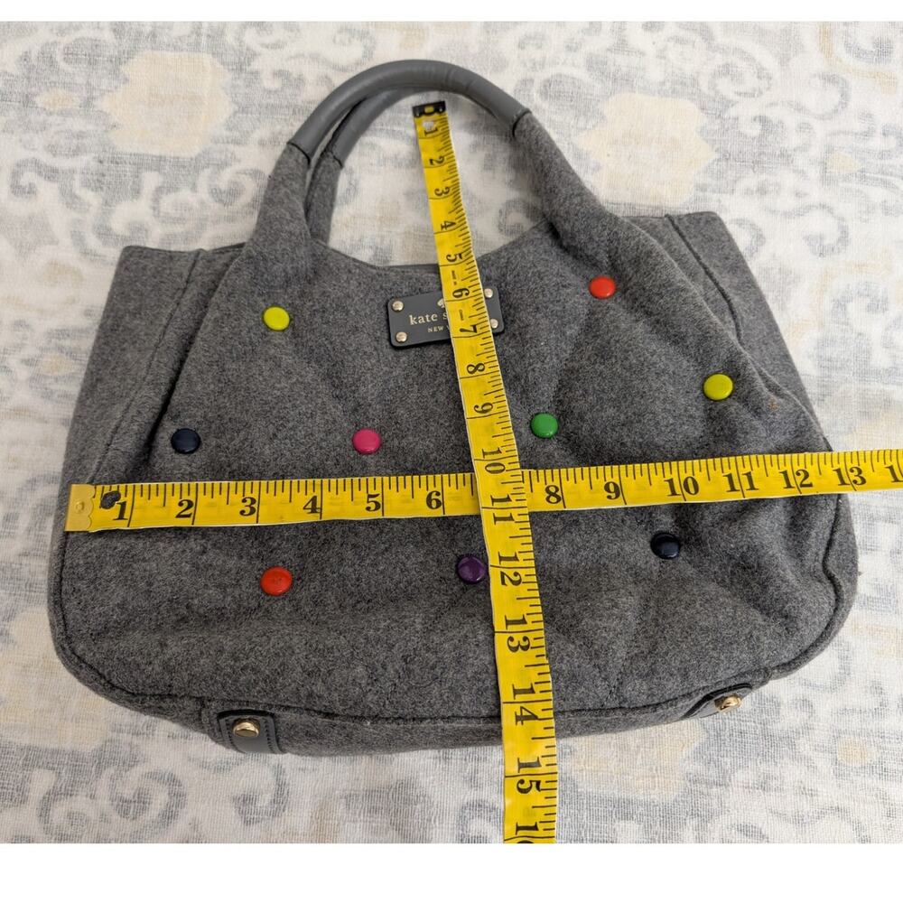Kate Spade Gray Wool and Leather Dazzle Dot Bag with Storybook Lining - Picture 14 of 15
